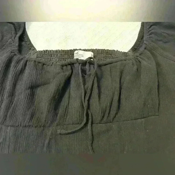 Hollister Crop Cotton Tie Bust Top in Black Size Medium - Picture 2 of 5